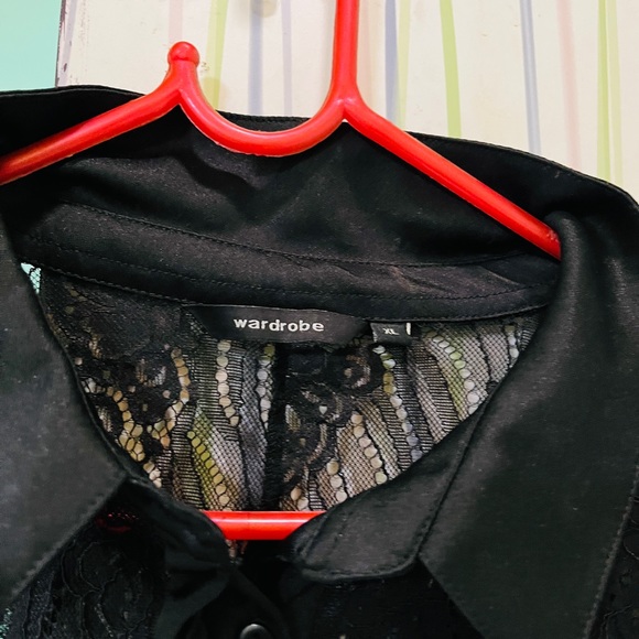 wardrobe Tops - Black sheer net shirt top !!